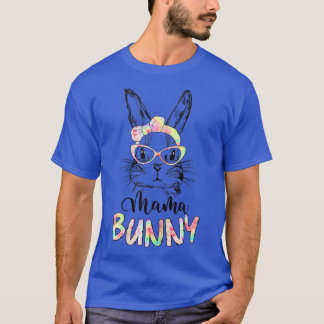 Camiseta Cute Mama Bunny Face Glasses Tie Dye Headband East