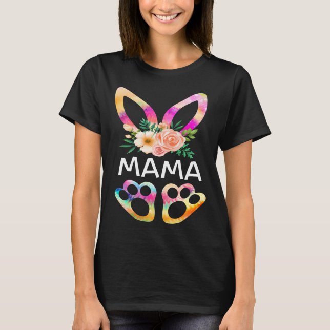 Camiseta Cute Mama Bunny Tie Dye Print  Family Easter Day M (Frente)