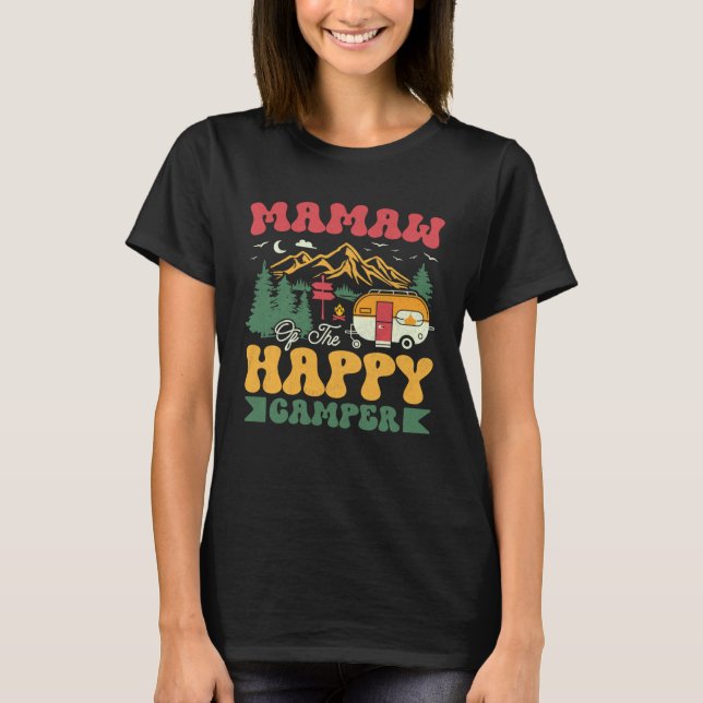 Camiseta Cute Mamaw Of The Happy Camper Groovy Camping Trip (Frente)