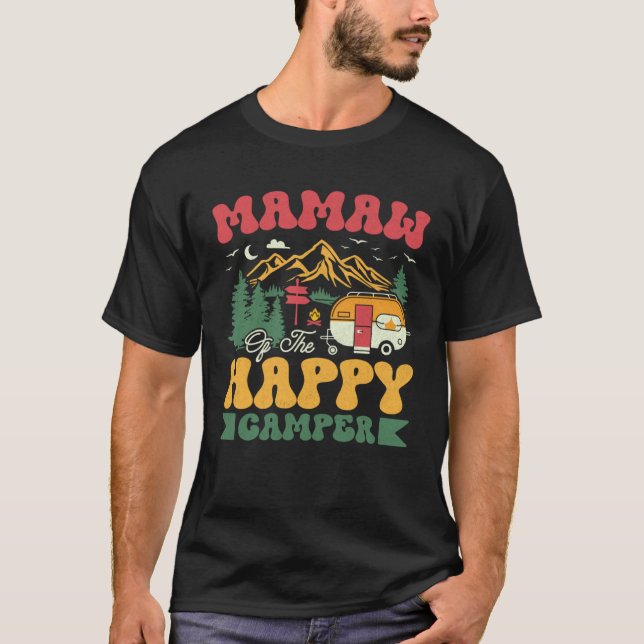 Camiseta Cute Mamaw Of The Happy Camper Groovy Camping Trip (Frente)