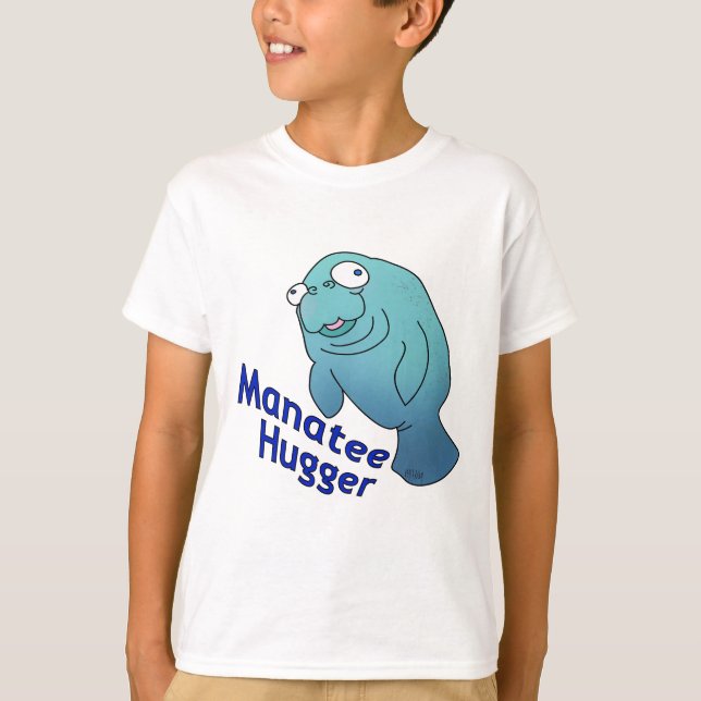 Camiseta Cute Manatee Hugger Cartoon Animal (Frente)
