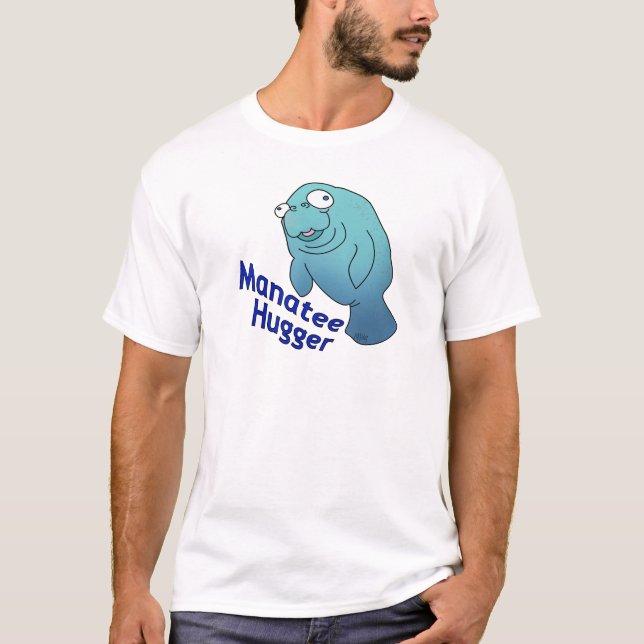 Camiseta Cute Manatee Hugger Cartoon Animal (Frente)