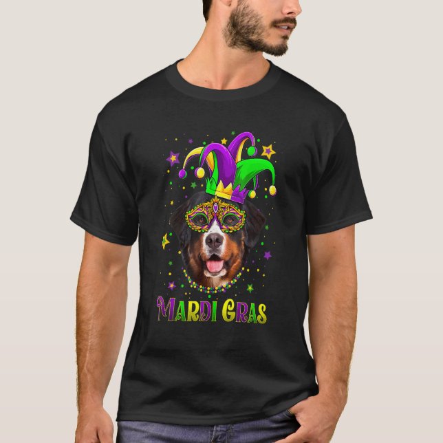 Camiseta Cute Mardi Gras Carnival Bernese Mountain Dog Mard (Frente)