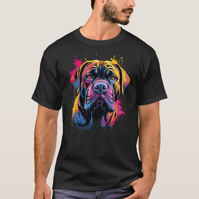 Camiseta Cute Mastiff Dog on painted Mastiff (Frente)