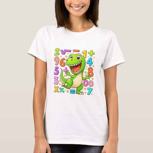 Camiseta Cute Maths Dinosaur Numbers T Shirt for Kids (Frente)