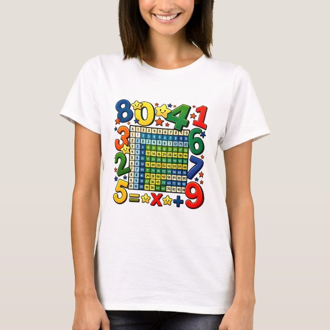 Camiseta Cute Maths Numbers Calculator Cartoon T Shirt Kids (Frente)