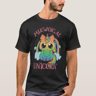 Camiseta Cute Meowgical Unicorn Cat Magic Colourful Rainbow
