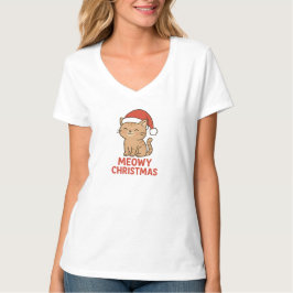 Camiseta Cute Meowy Christmas Cat Santa Hat