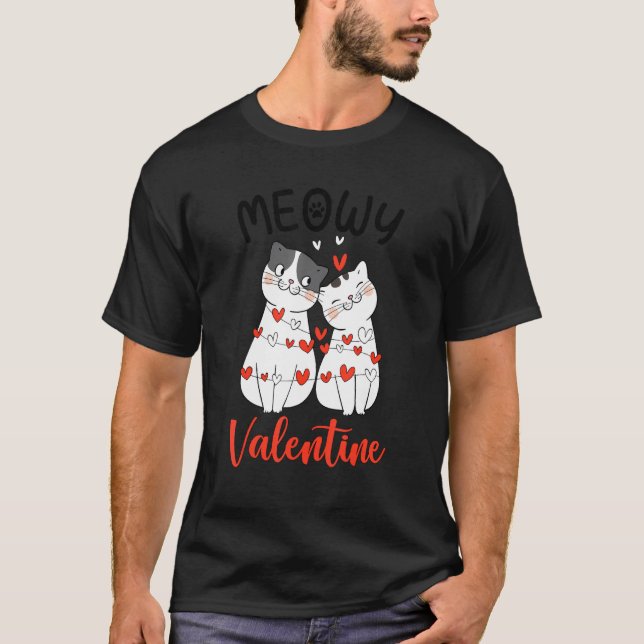 Camiseta Cute Meowy Valentine Cat Kitten  Heart Valentines  (Frente)