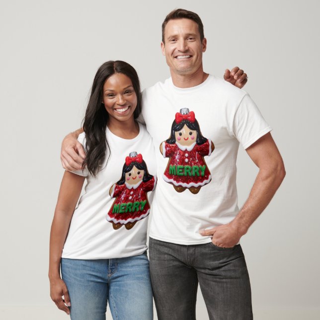Camiseta Cute Merry Gingerbread Girl Christmas Cookie Holid (Unissex)