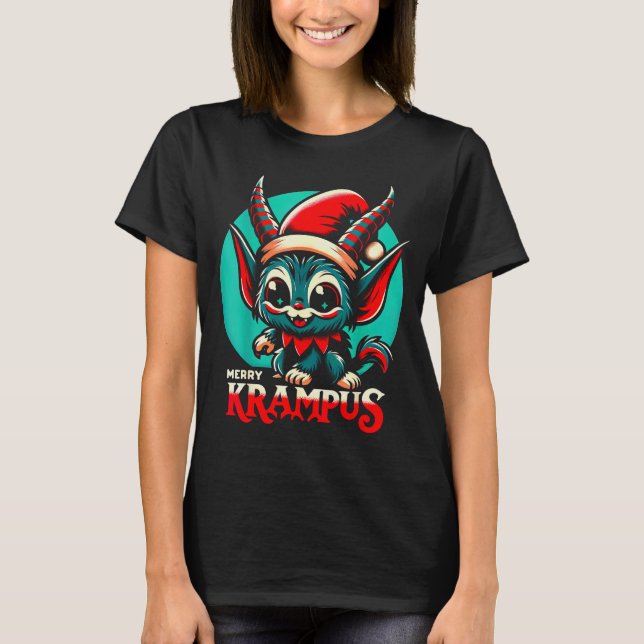 Camiseta Cute Merry Krampus Christmas Holiday 30’s Retro Ca (Frente)