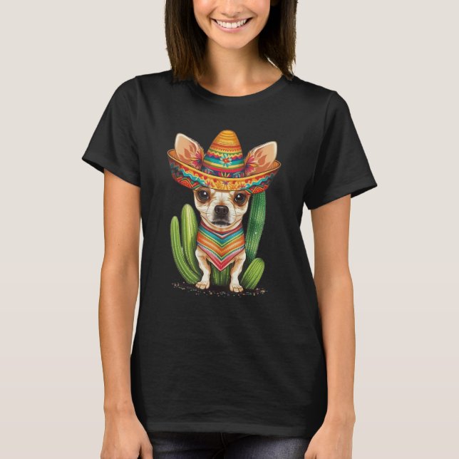 Camiseta Cute Mexican Chihuahua Hat Cinco De Mayo Cactus Do (Frente)