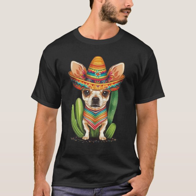 Camiseta Cute Mexican Chihuahua Hat Cinco De Mayo Cactus Do (Frente)