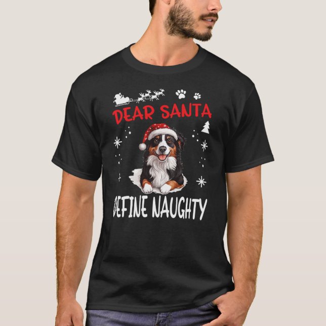 Camiseta Cute Miniature American Shepherd Dog Christmas Dea (Frente)