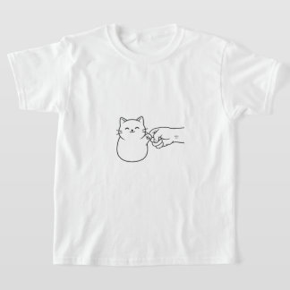 Camiseta Cute Minimalist Cat Fist Bump Line Art Kids T-Shir