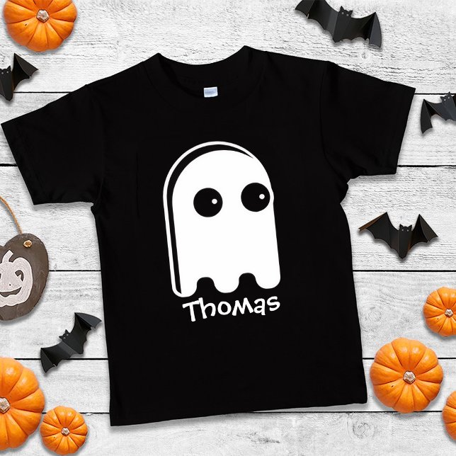 Camiseta Cute Minimalist Ghost Personalizable Halloween boy (Criador carregado)