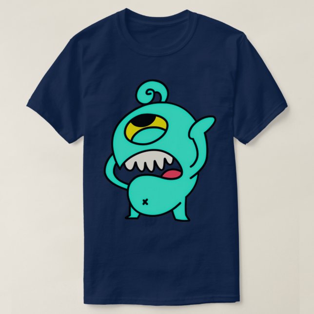 Camiseta Cute Mint Green Monster With Headache In Pain 2 (Frente do Design)