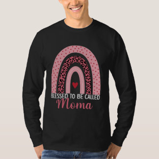 Camiseta Cute Mom Grandma Blessed To Be Called Moma Leopard