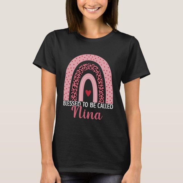 Camiseta Cute Mom Grandma Blessed To Be Called Nina Leopard (Frente)