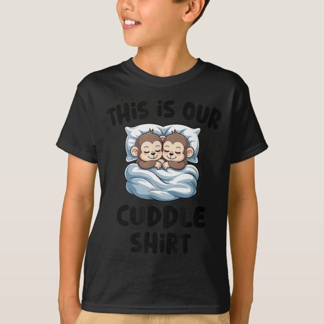 Camiseta Cute Monkey Couple This Is Our Cuddle  (Frente)