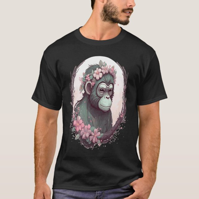 Camiseta Cute Monkey Flower Crown Monkeys (Frente)