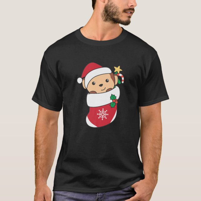 Camiseta Cute Monkey For Christmas Monkey (Frente)