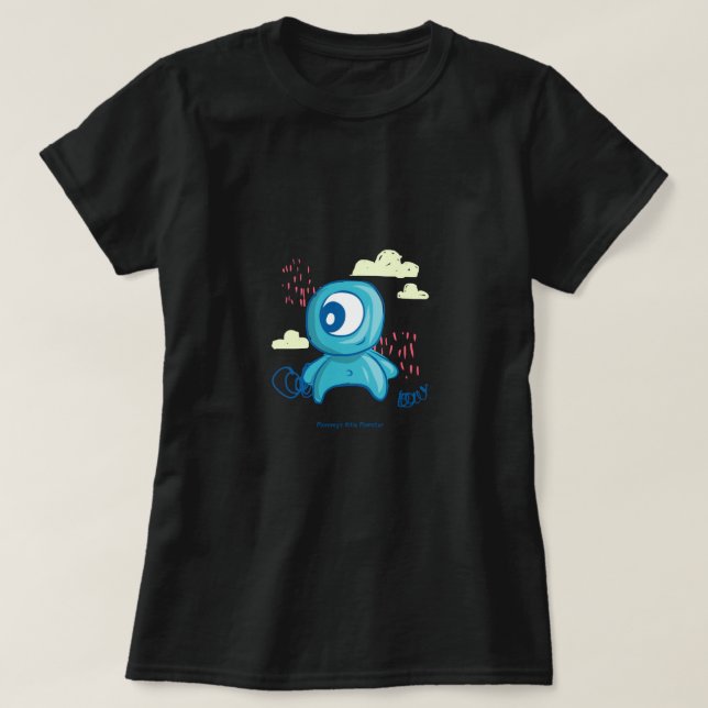 Camiseta Cute Monster Cartoon Character Design | Blue Doodl (Frente do Design)