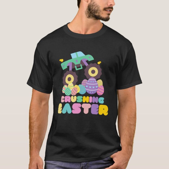 Camiseta Cute Monster Truck Easter Egg For Toddlers (Frente)