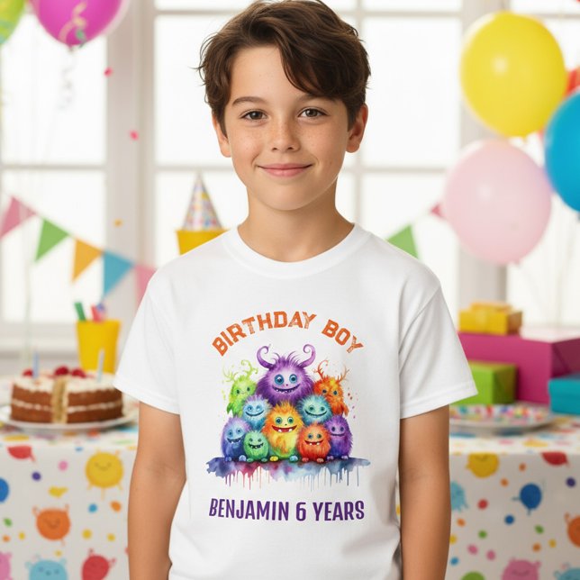 Camiseta Cute Monsters Kids Birthday Party  (Criador carregado)