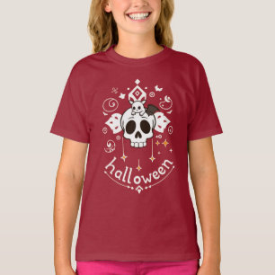 Camiseta Cute Morcego & Caveira Vibes de Halloween
