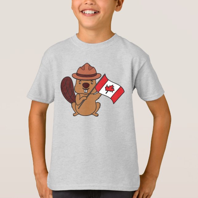 Camiseta Cute Mountie Beaver Canada Kids Graphic Tee (Frente)
