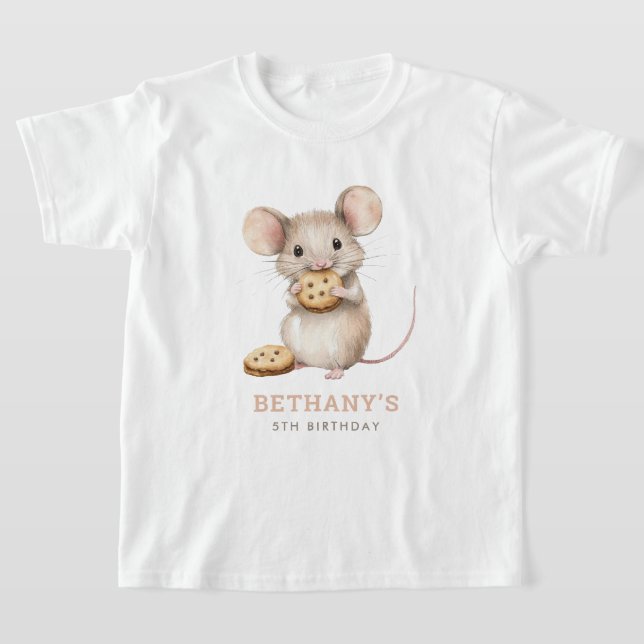 Camiseta Cute Mouse and Cookies 5th Birthday Party (Postura )
