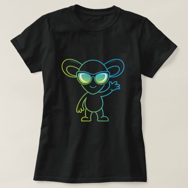 Camiseta Cute Mouse Wearing Sunglasses T-Shirt Design, Neon (Frente do Design)