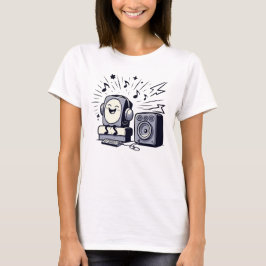Camiseta Cute Music Lover: Fun Cartoon T-Shirt Design