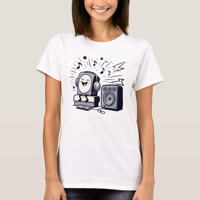 Camiseta Cute Music Lover: Fun Cartoon T-Shirt Design (Frente)
