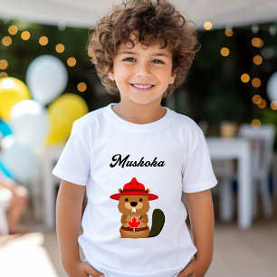 Camiseta Cute Muskoka Canada Beaver com Red Hat