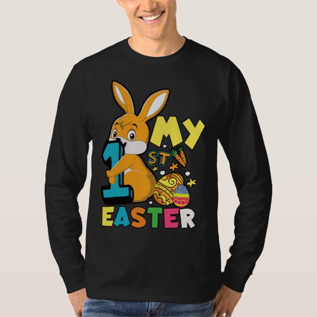Camiseta Cute My First Easter Day Egg Hunt Boys Girls Kids  (Frente)