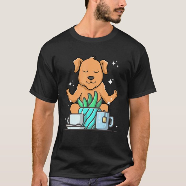 Camiseta Cute Namaste Dog Do Yoga Gardening  Coffee (Frente)