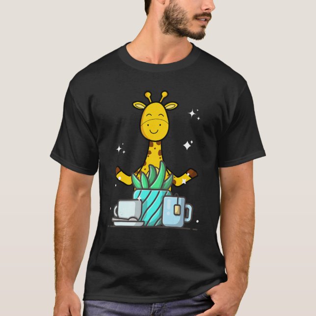 Camiseta Cute Namaste Giraffe Do Yoga Gardening  Coffee (Frente)