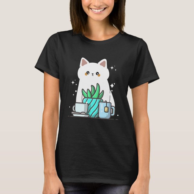 Camiseta Cute Namaste Kitten Do Yoga Gardening  Coffee (Frente)