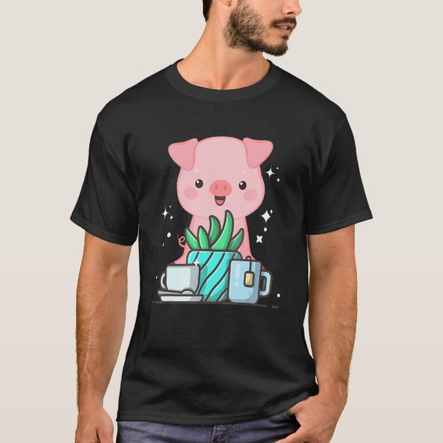 Camiseta Cute Namaste Pig Do Yoga Gardening  Coffee (Frente)