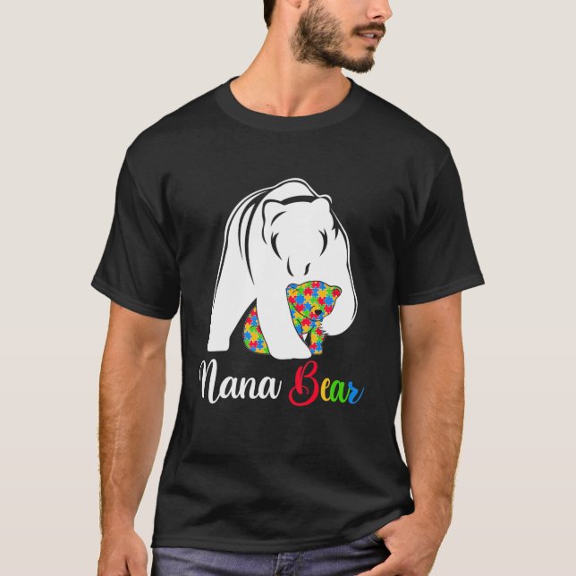 Camiseta Cute Nana Bear Autismo Conhecimento Família Autist (Frente)