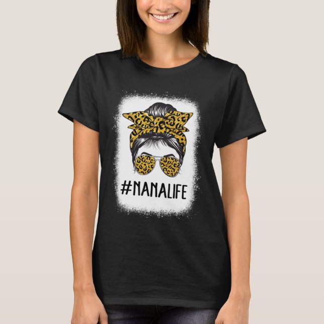 Camiseta Cute Nanalife Bleached  Grandma Life Leopard Messy (Frente)