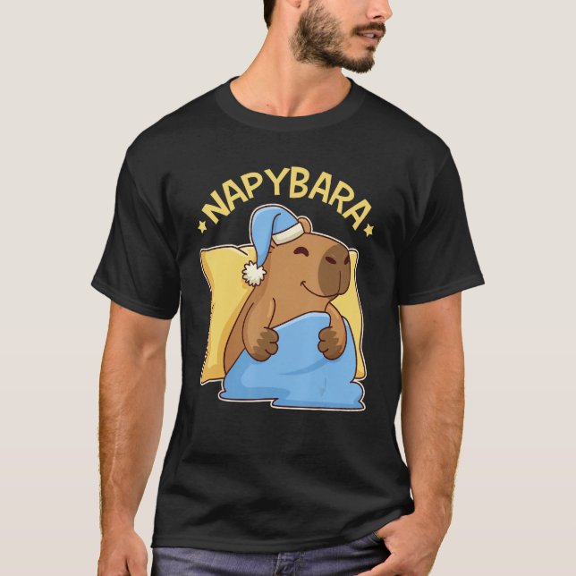 Camiseta Cute Napping Capybara Pyjama  Nappybara (Frente)