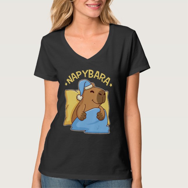 Camiseta Cute Napping Capybara Pyjama  Nappybara (Frente)