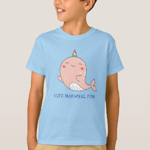 Camiseta Cute Narwhale Fish Unicorn Rainbow sea Aniversário