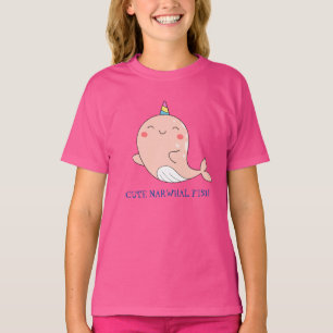 Camiseta Cute Narwhale Fish Unicorn Rainbow sea Aniversário