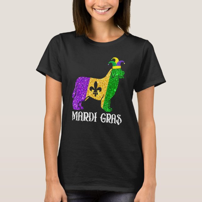 Camiseta Cute Newfoundland Dog Lover Mardi Gras Party Jeste (Frente)