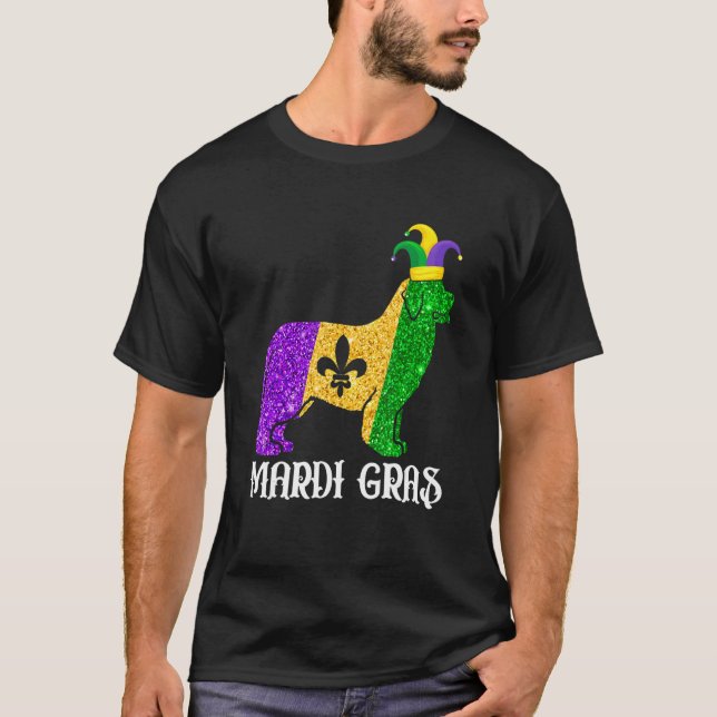 Camiseta Cute Newfoundland Dog Lover Mardi Gras Party Jeste (Frente)