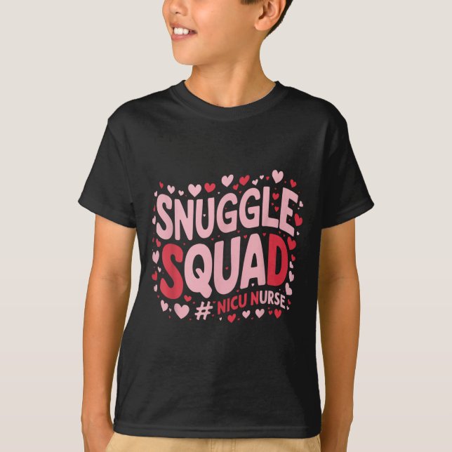 Camiseta Cute Nicu Nurse Valentines Day Snuggle Squad Neona (Frente)